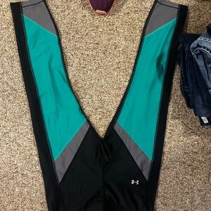 Under Armour Black and Teal Compression Leggings Sold